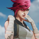 Vi stares in the distance in Arcane, which is getting a second season on Netflix.